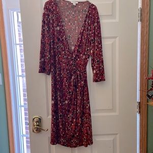 Dressbarn wrap red, black and off white wrap dress